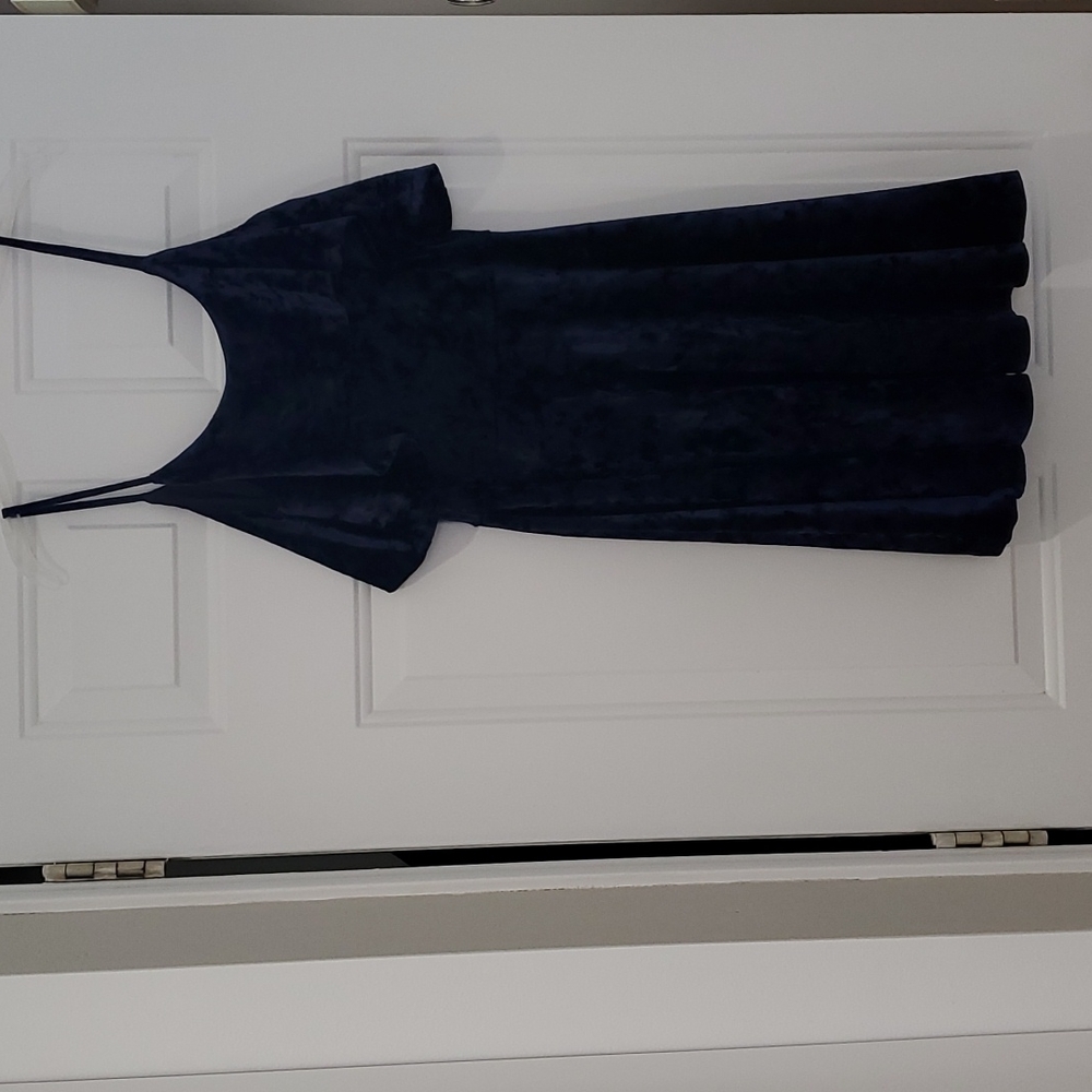 Aqua ruffled crushed Velvet dress